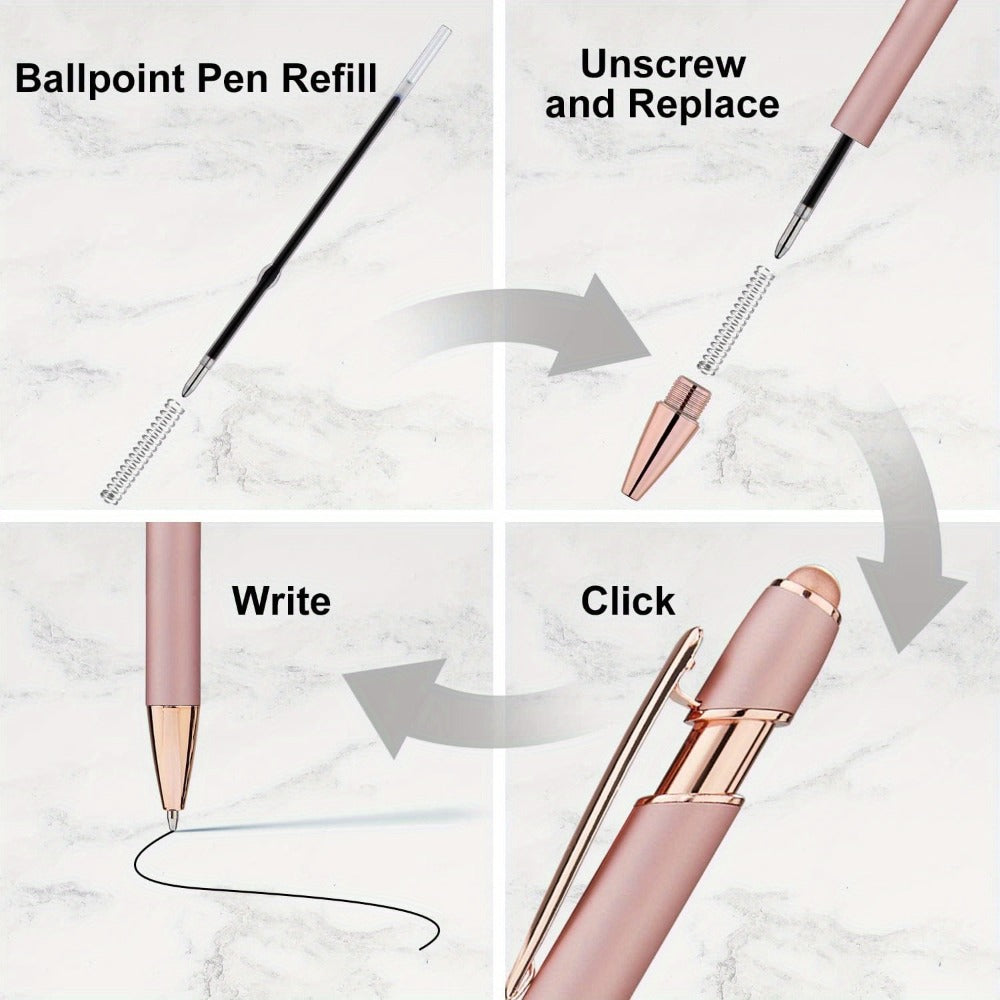 Personalized Metal Ballpoint Pens 10pcs Custom Engraved with Name or Logo - Smooth Black Ink