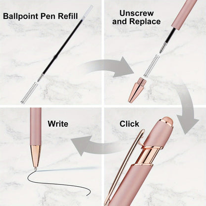 Personalized Metal Ballpoint Pens 10pcs Custom Engraved with Name or Logo - Smooth Black Ink