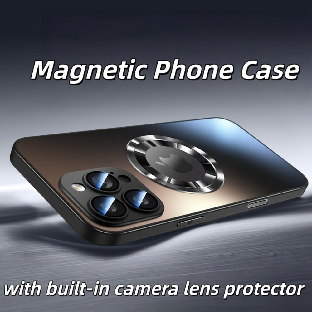 Phone Case Frosted Tempered Glass and TPU Cover with Integrated Lens Film for Select iPhones
