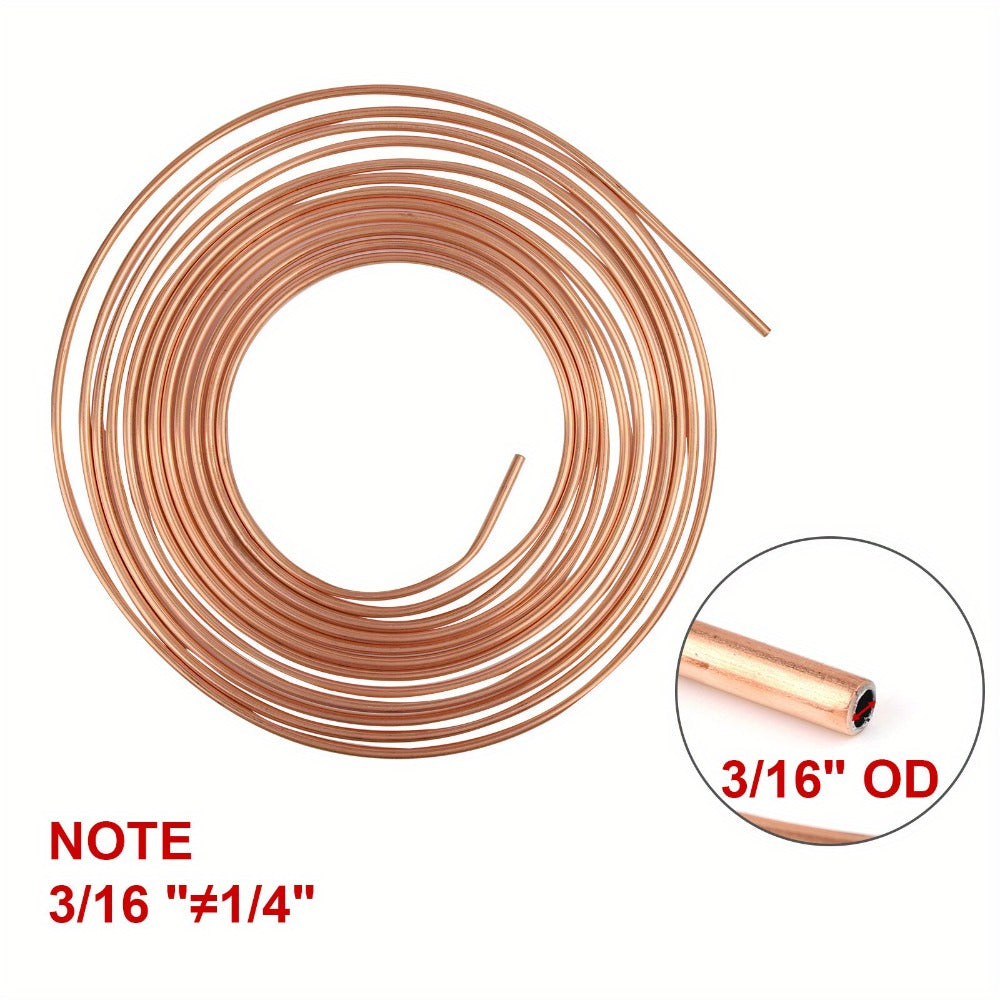3/16" Brake Line Tubing Kit – Copper Nickel 25ft with 32 Fittings & Stainless Steel Clamps | Brake Line Repair Kit for American Cars & Most