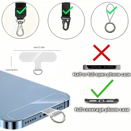 Phone Lanyard Patch 30pcs Transparent TPU Adhesive Pad Metal Buckle Anti-Lost Hook Universal DIY Strap Tether Kit for Phone Cases Keys