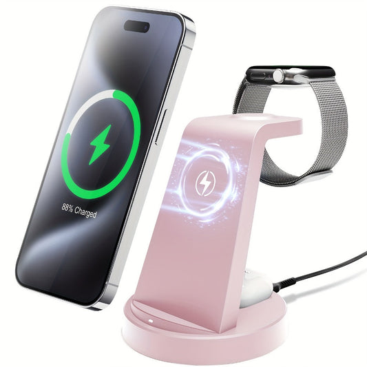 Wireless Charging Station, 3-in-1 Multi-Style Dock for iPhone, Samsung Galaxy, Apple Watch and AirPods