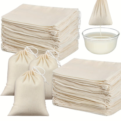 Cheesecloth Bags for Straining 100 Pack – Reusable Muslin Tea Filter Bags for Cold Brew, Milk Tea, Nut Milk & Cooking