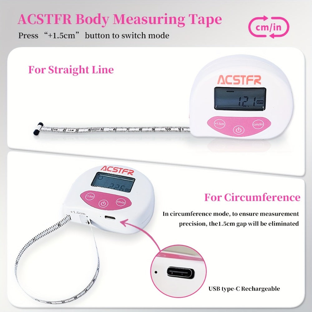 Digital Body Measuring Tape 60 Inch 150cm Smart Retractable Electronic Tape Measure for Entryways, Bedrooms and Living Spaces