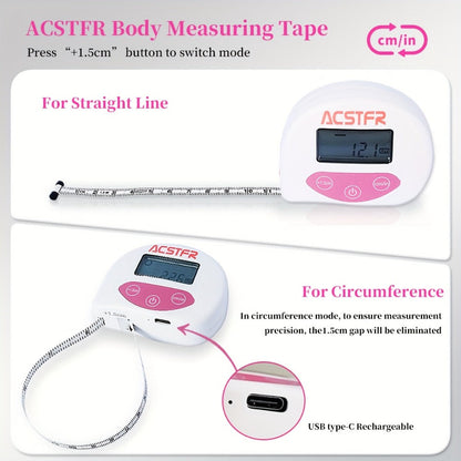 Digital Body Measuring Tape 60 Inch 150cm Smart Retractable Electronic Tape Measure for Entryways, Bedrooms and Living Spaces
