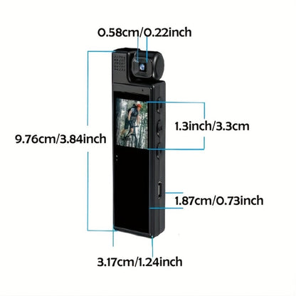 1080P HD Pocket Camcorder with 180° Rotatable Lens, Handheld Body Camera, USB Charging, Compact Smart Recorder for Travel