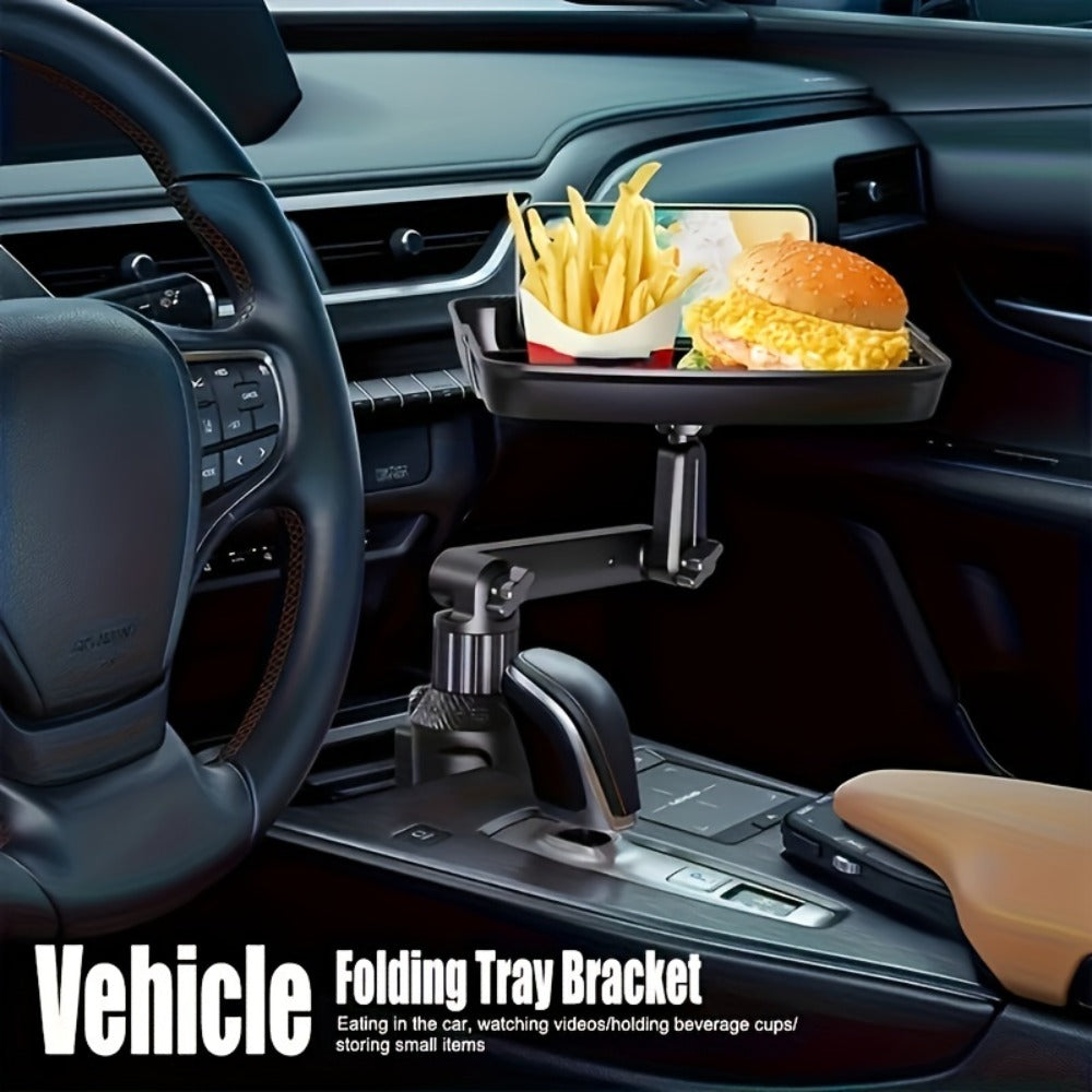 3-in-1 Car Cup Holder Tray with Phone Holder – Dual Expandable Base, ABS Adjustable 360° Rotating Bracket