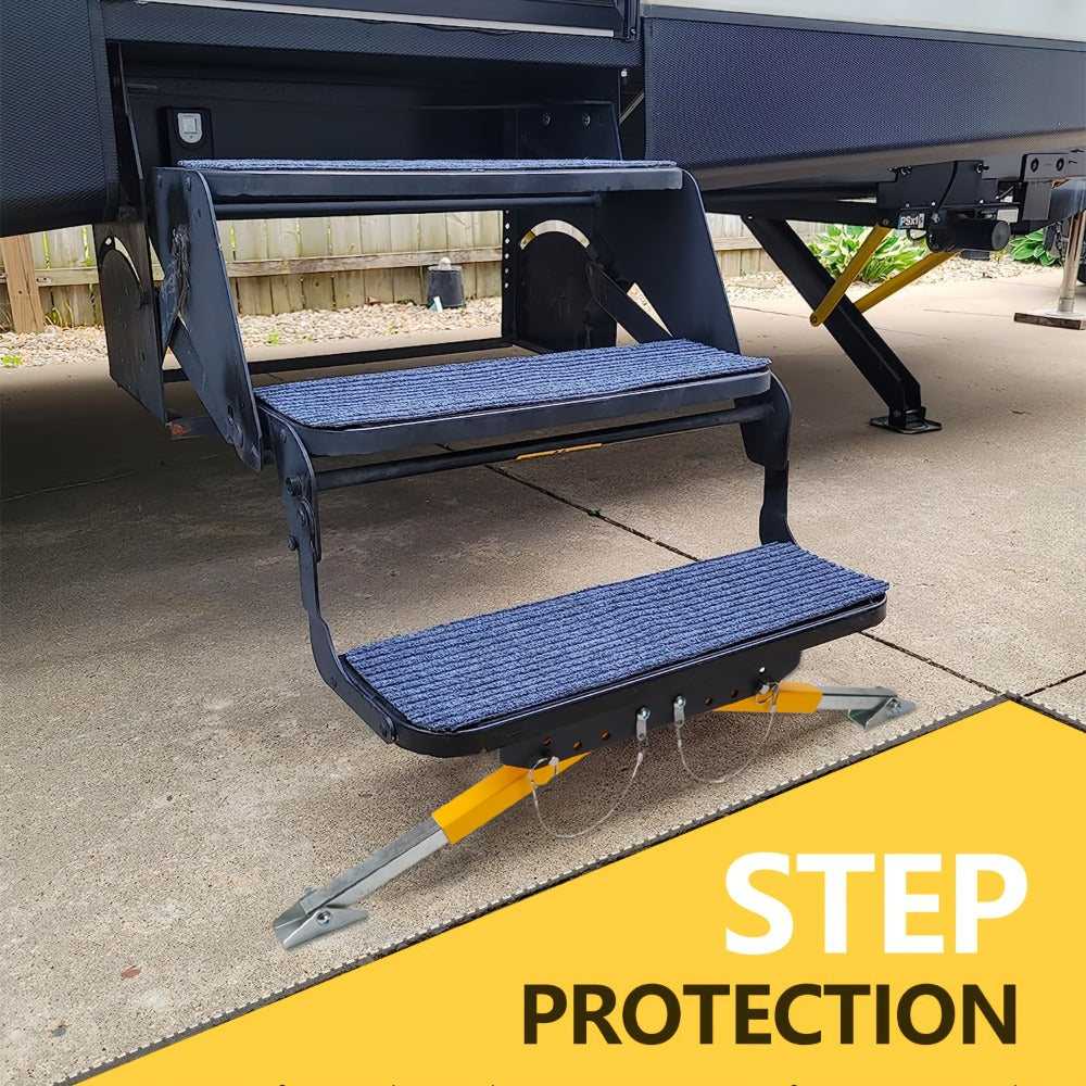 RV Step Stabilizer Kit – Adjustable Foldable Ladder Support for 5th Wheel, Travel Trailer & Motorhome, Eliminates Bounce