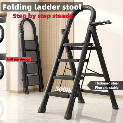 Portable Folding Step Ladder 3/4/5-Step, Weight, Plastic Step Stool Ladder, Foldable Ladder for Household