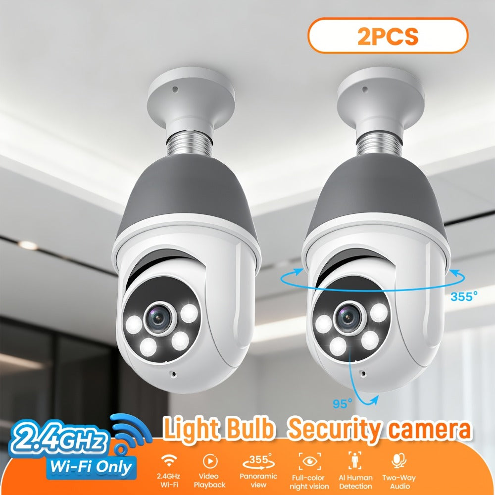 AI Auto Tracking Security Camera 360° Panoramic 1920P, Infrared Night Vision Two-Way Audio 2.4GHz USB Charging