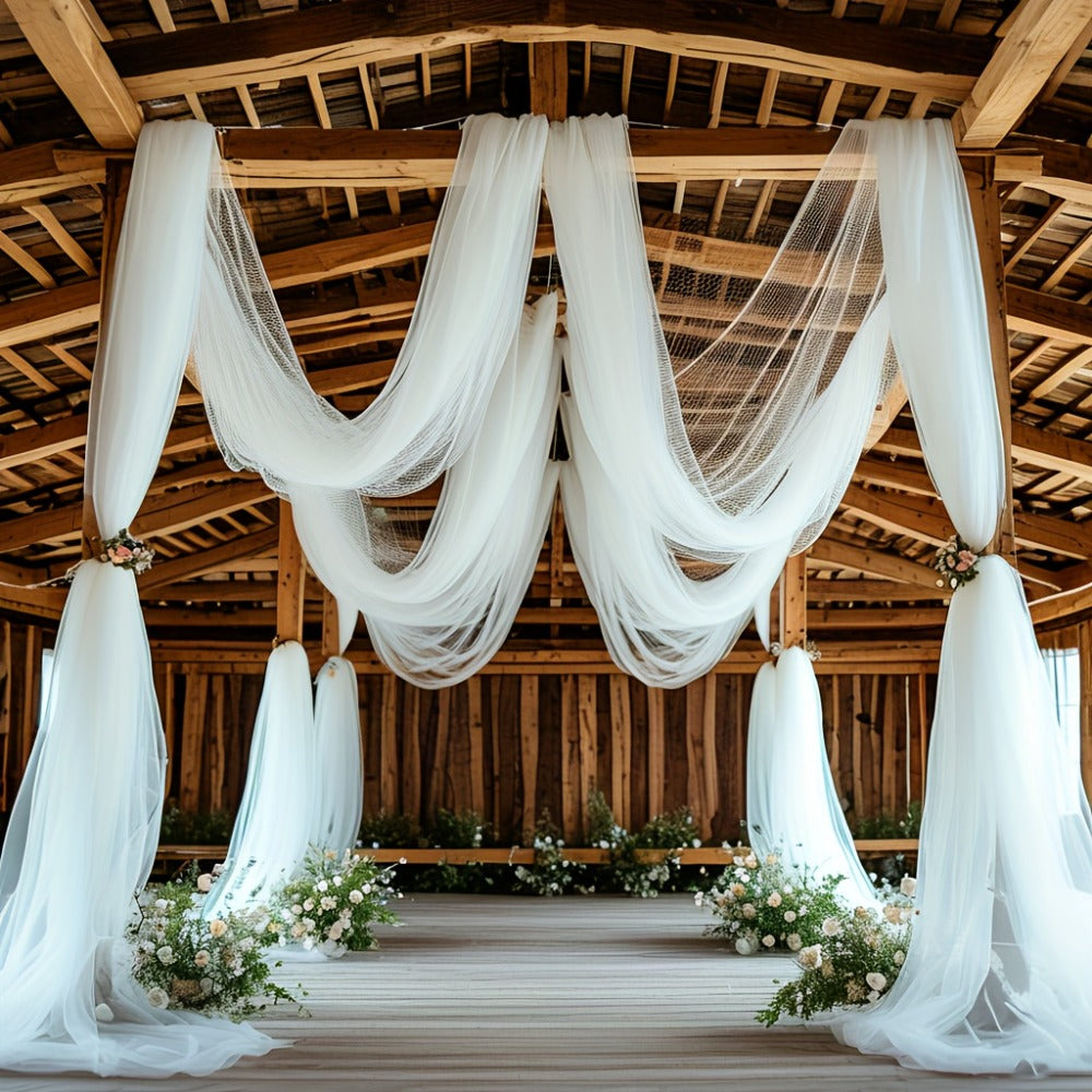 Chiffon Draping Fabric for Wedding Arch 32.8Ft, Sheer Backdrop Curtain for Ceremony, Reception & Bridal Shower Decor