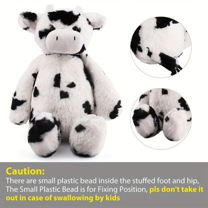 Stuffed Animal Black-and-White Cow in 16-Inch Size with Plush Fur and Care for Character Display, Room Decor and Gift Presentation