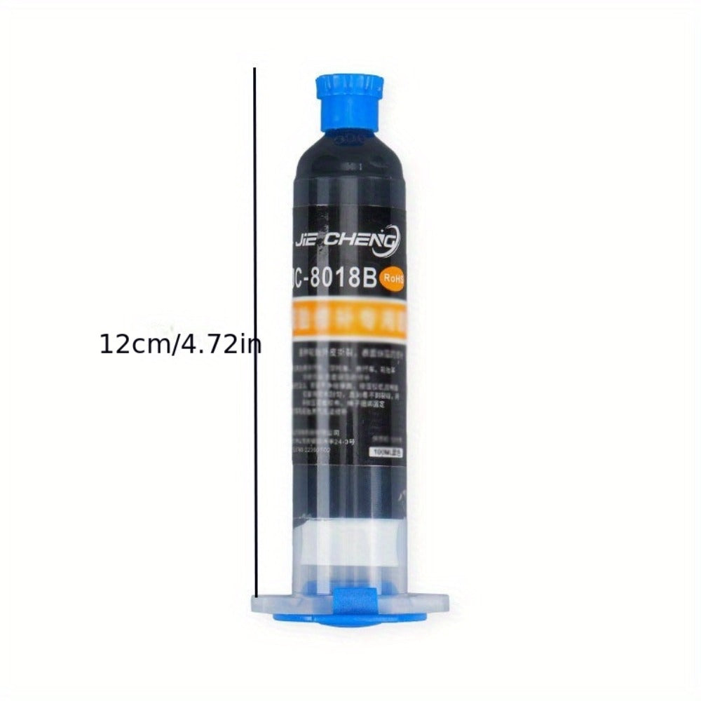 Black Rubber-Specific Cyanoacrylate-Labeled Adhesive in 30cc Syringe Bottle with Pointed Applicator