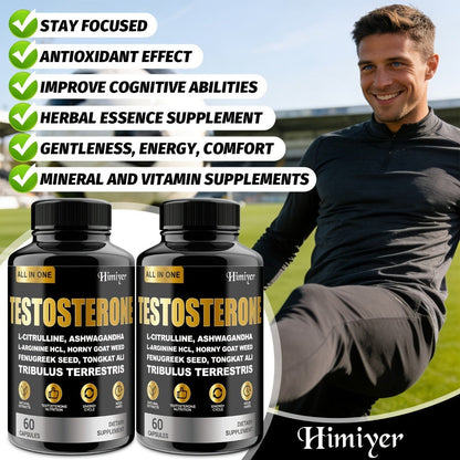 Male Testosterone Support Capsules with Maca Root, Epimedium, L-Citrulline & Ashwagandha, Men's Vitality