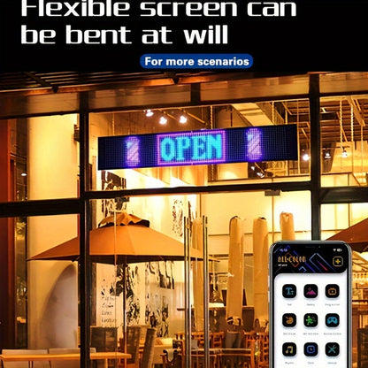 Programmable Flexible LED Matrix Panel Sign, App & Radio Controlled, Dynamic Scrolling Text Pattern & Animation