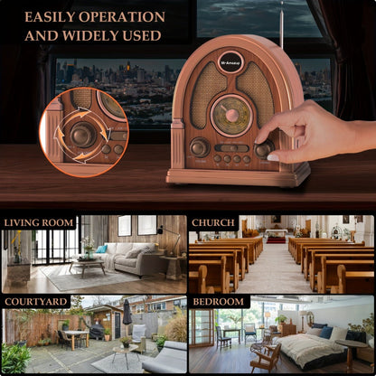 Portable AM FM SW Radio Bluetooth Speaker, Multi-Function Wireless Speaker with TF Card Player, Stereo Sound