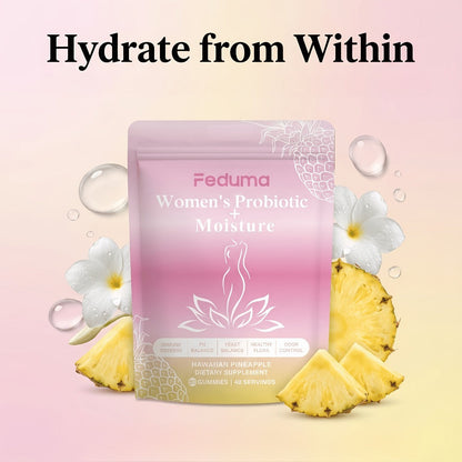 Women's Probiotic Gummies with Slippery Elm for Intimate Moisture Odor Control Healthy Flora