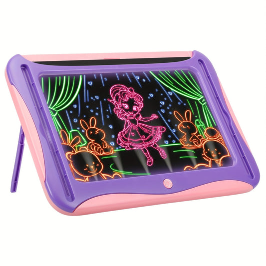 LED Light Up Drawing Board for Kids, 9 Double-Sided Tracing Cards 6 Markers Glow Doodle Travel Art Toy for Girls Boys Ages 3-8