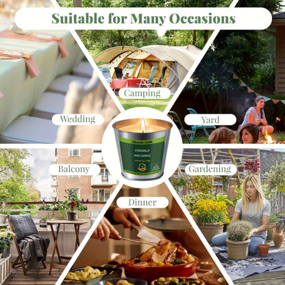 Citronella Candles Outdoor 4-Pack 6oz Each - 128 Hours Burning Mosquito Candle Set for Patio Garden Camping BBQ Party Yard Decor