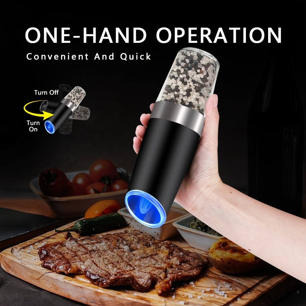 2pcs USB Rechargeable Electric Salt and Pepper Grinder Set with LED Light & Adjustable Coarseness
