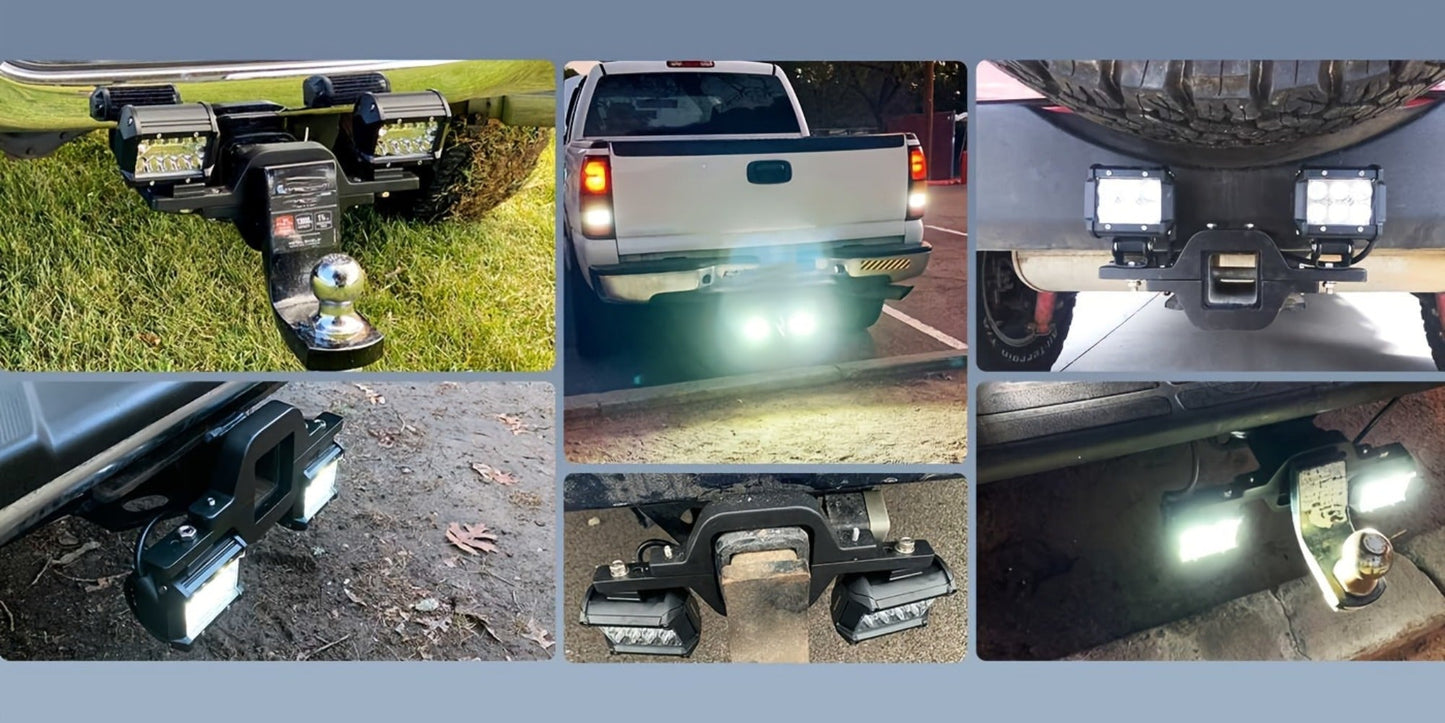 4-Inch LED Off-Road Spot Driving Lights 60W 1260LM Die-Cast Aluminum with Tow Hitch Bracket & 12ft Wiring Harness Kit for Trucks SUVs ATVs