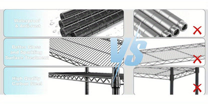 Metal Storage Shelving Unit Adjustable 4 5 Tier Steel Shelf Rack for Garage Kitchen Pantry Workshop Black Chrome MZG