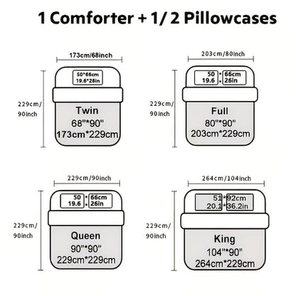 Comforter Set 2-3 Piece Rhombus Grid Luxury – Soft Lightweight Breathable Oversized Bedding Set with Pillowcases
