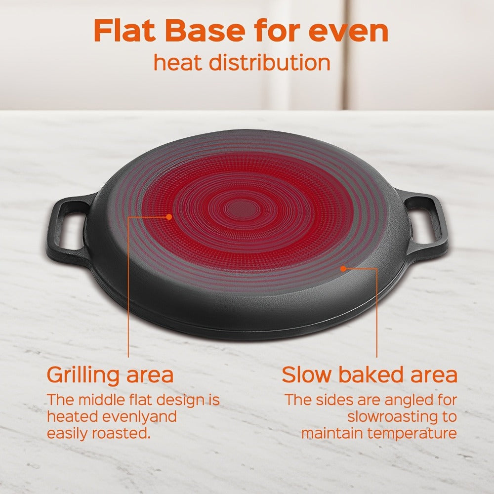 Pre-Seasoned Cast Iron Pan Set – Non-Stick Multifunctional Skillet for Pizza Home Kitchen Outdoor Cooking