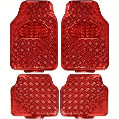 Molded Car Floor Mats, Four-Piece Front and Rear Set with Trim Lines in Six Color Options for Vehicle Footwells