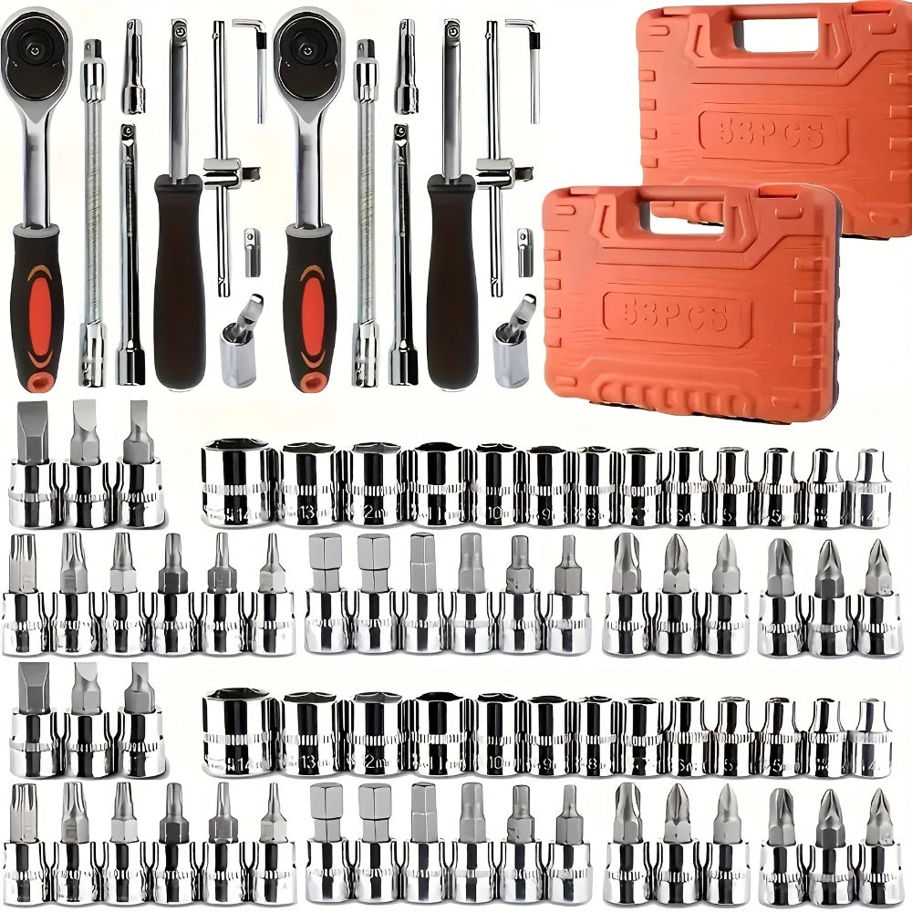 Premium Stainless Steel Repair Tool Kit 55/82/94/121PCS – Complete Automotive & Home Repair Set | Multi-Function Hand Tools | No Charging