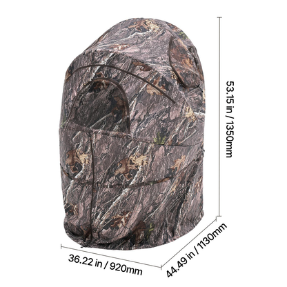 Hunting Blind Ground Blind for Deer Duck Turkey Hunting Single Person Pop Up Blind with Carrying Bag 44x36x53 In Camouflage Waterproof 150D