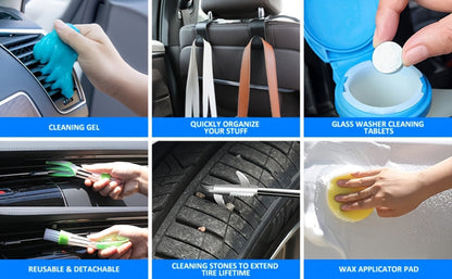 Car Cleaning Kit in 19 or 41-Piece Options with Brushes, Towels, Bucket and Selected Vacuum Tools