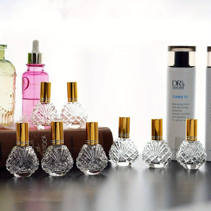 Glass Perfume Atomizer Bottles 15ml 20 Pack Gold Refillable Fine Mist Spray Travel Fragrance Bottles with 5 Funnels and 5 Pipettes