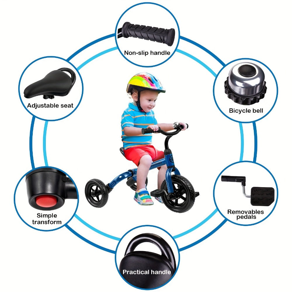 3-in-1 Toddler Tricycle & Balance Bike for Kids Ages 2-5, Folding Trike with Adjustable Seat & Removable Pedals