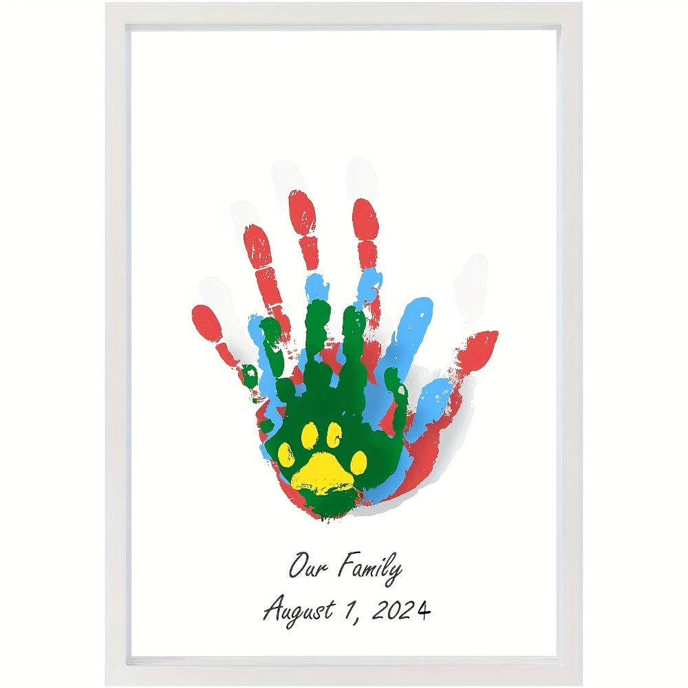 Family Handprint Kit with 4 Slots & 6 Colors, Memory Frame Keepsake Gift for Entryways, Bedrooms and Living Spaces