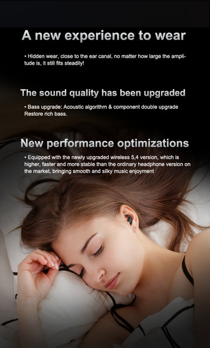 Heart-Shaped Bluetooth 5.4 Sleep Earbuds with Digital Charging Case in Black, White or Khaki