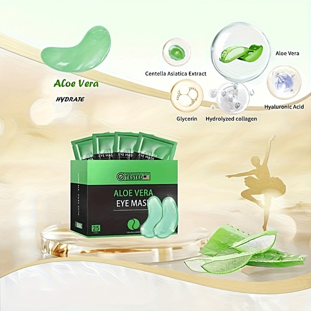 Under Eye Patches 25 Pairs, Aloe Vera & Collagen Eye Mask for Dark Circles, Puffiness & Deep Hydration