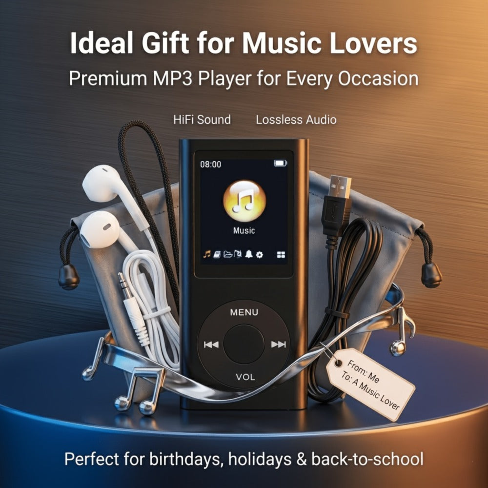Portable MP3 and MP4 Player with 128GB Card Support, LCD Screen and Six Green, Black, Red, Blue or Silver Models