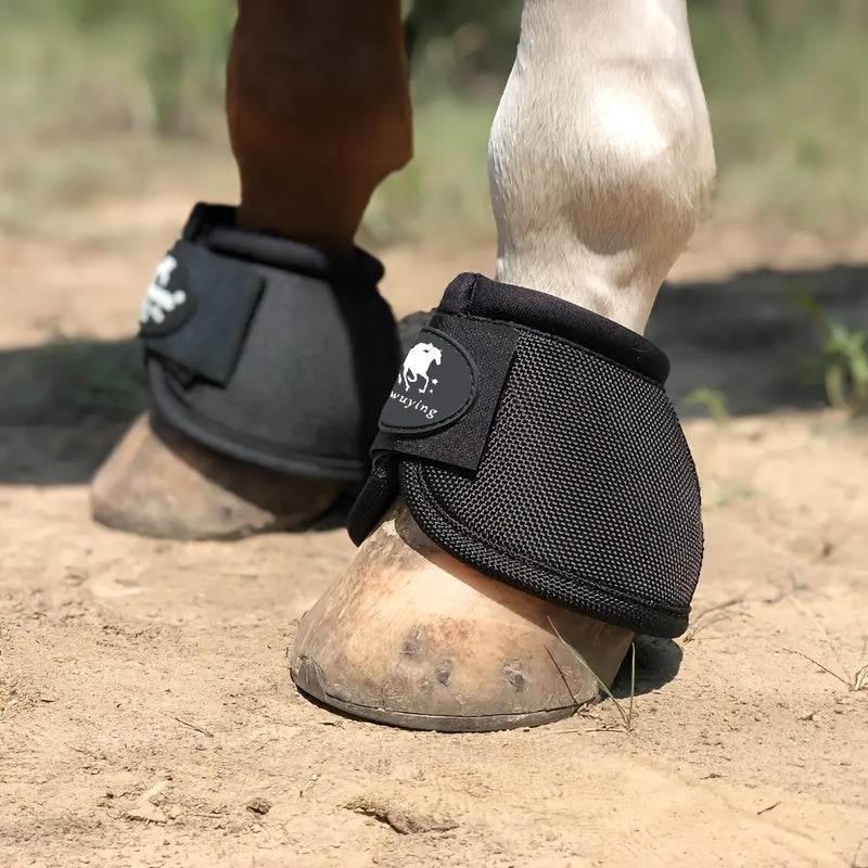 Horse Bell Boots Non-Turning Durable Protective Horseshoe Overreach Boots for Horses, Pair, S/M/L Available in Black Red White Royal Blue
