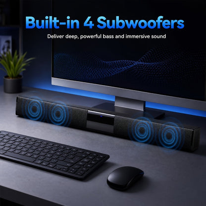 Deep Bass Soundbar with Subwoofer for Smart TV, 22" Wireless Bluetooth 5.0 Surround Sound System