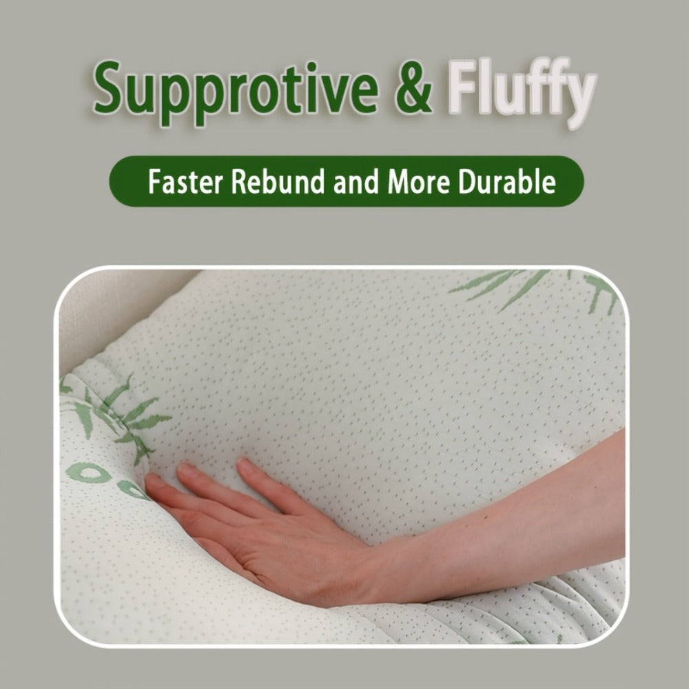 Bed Pillow in Standard, Queen or King Size with Bamboo-Labeled Cover and Single, 2- or 4-Piece Options