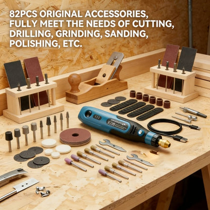 Power Tools 3.7V Mini Cordless Polisher and Sander with USB-C Charging and Blue Handheld Detail Tool