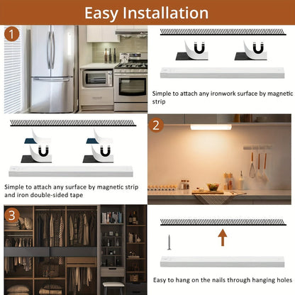 Motion Sensor Cabinet Light 3-Pack, 3-Color Temperature Dimmable Under Counter Closet Light