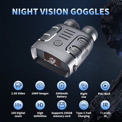 Infrared Night Vision Goggles HD 2.5K with 10X Zoom & CMOS Sensor – Full-Dark Visibility Binocular Scope for Hunting