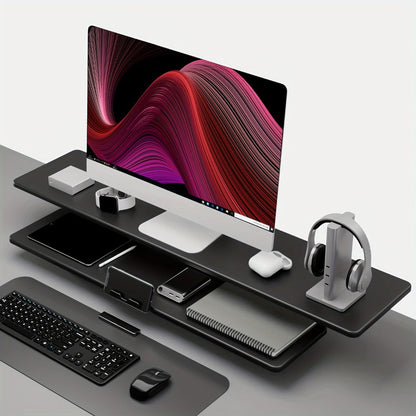 Dual Monitor Stand Riser with Storage E-Sports Style, Adjustable Height Desk Organizer with Cable Management