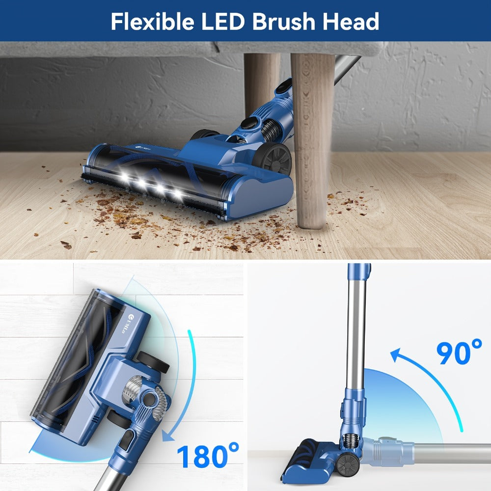Cordless Vacuum Cleaner Stick Vacuum, MAX 70Kpa Suction, 45-Min Runtime, Anti-Tangle, 50.72oz Dust Cup