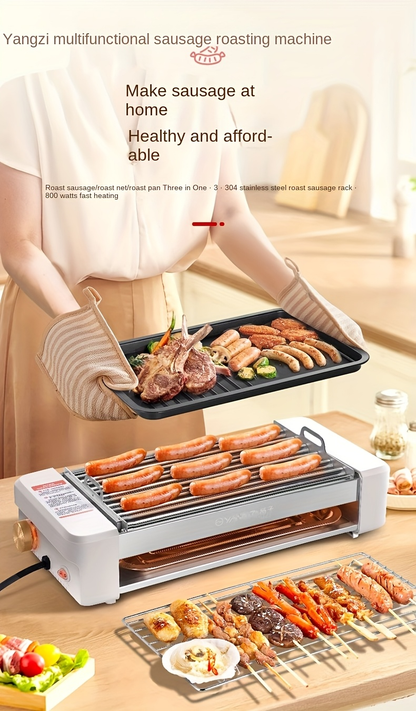Sausage Grill 4-in-1 Multifunctional Electric Hot Dog Roller, Non-Stick Countertop Cooker with Adjustable Temperature
