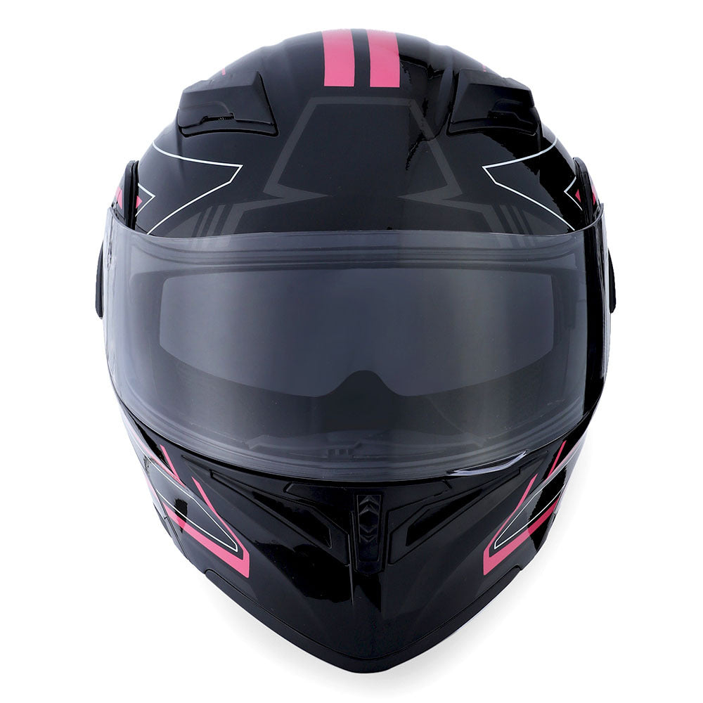 Motorcycle Helmet Modular Flip-Up Full-Face Shell with Dual Visors, S-XL Sizes and Arrow, Storm or Glossy Styles