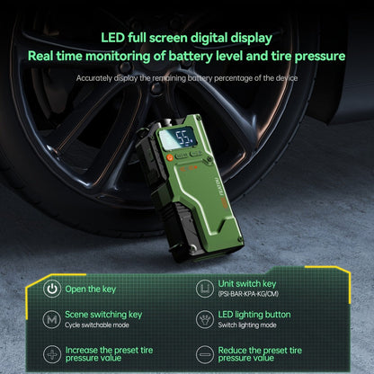 Jump Starter with Air Compressor 5000A/7000A Peak – 150PSI Digital Tire Inflator, Portable Battery Pack for 10L Gas & Diesel