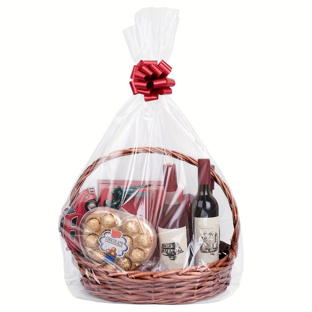 Cellophane Bags 50-Pack Large 18x30 Inch Transparent Gift Basket Wrap Bags – Clear Cellophane Wrapping for Christmas